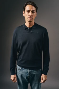 OOTO Camisolas-Suéter de gola polo de algodão Azul