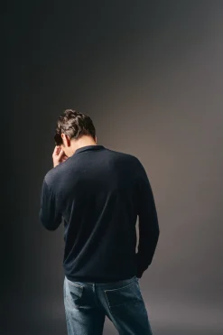 OOTO Camisolas-Suéter de gola polo de algodão Azul