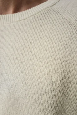 OOTO Camisolas-Suéter de gola redonda de algodão cru Branco