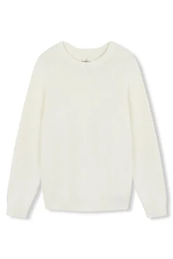 OOTO Camisolas-Suéter de gola redonda de algodão cru Branco