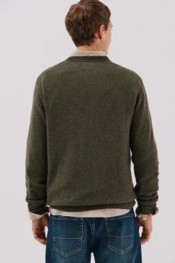 Cortefiel Camisolas-Suéter de lã com bico redonda Verde