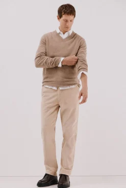 Cortefiel Camisolas-Suéter de lã com bico redonda Castanho