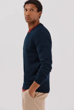 Cortefiel Camisolas-Suéter de lã com bico redonda Azul