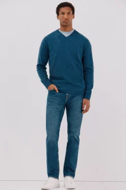 Cortefiel Camisolas-Suéter de lã com bico redonda Azul