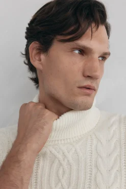 Pedro del Hierro Camisolas-Suéter de lã com gola alta Ecru