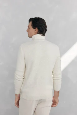 Pedro del Hierro Camisolas-Suéter de lã com gola alta Ecru