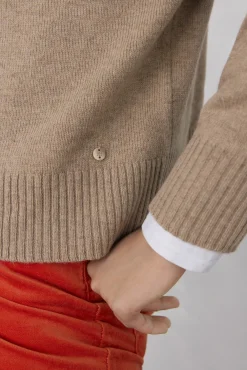 Pedro del Hierro Camisolas-Suéter de lã com gola caixa Beige