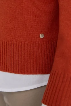 Pedro del Hierro Camisolas-Suéter de lã com gola caixa Laranja