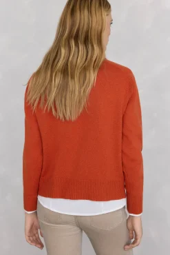 Pedro del Hierro Camisolas-Suéter de lã com gola caixa Laranja