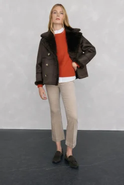 Pedro del Hierro Camisolas-Suéter de lã com gola caixa Laranja