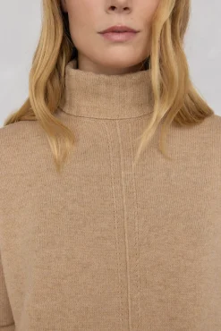 Pedro del Hierro Camisolas-Suéter de lã com gola e costura central Beige