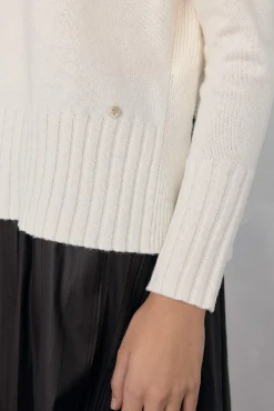 Pedro del Hierro Camisolas-Suéter de lã com gola e costura central Ecru