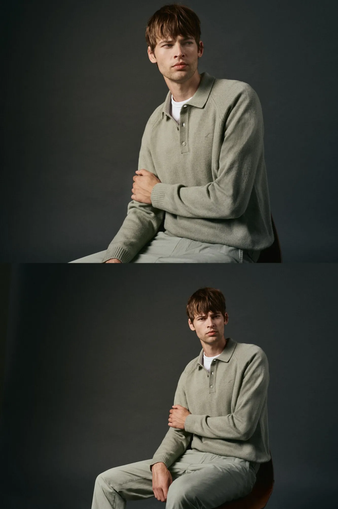 OOTO Camisolas-Suéter de lã com gola polo Verde