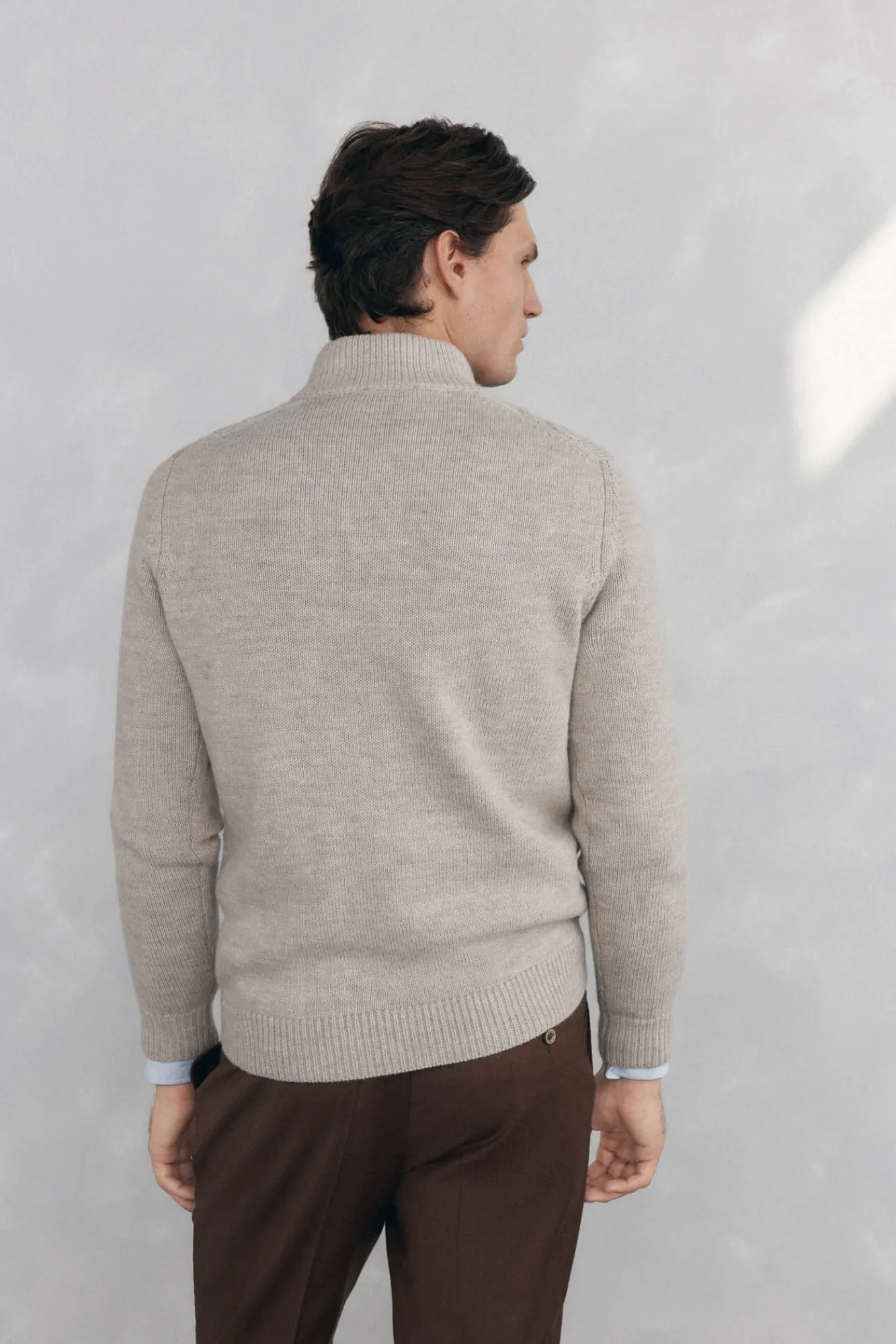 Pedro del Hierro Camisolas-Suéter de lã estruturado com fecho-éclair Beige