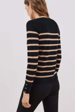 Cortefiel Camisolas-Suéter de listras Preto