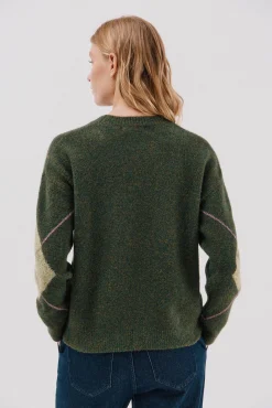 Cortefiel Camisolas-Suéter de malha diamante Verde