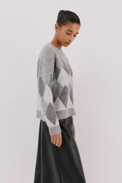 Cortefiel Camisolas-Suéter de malha diamante Cinzento