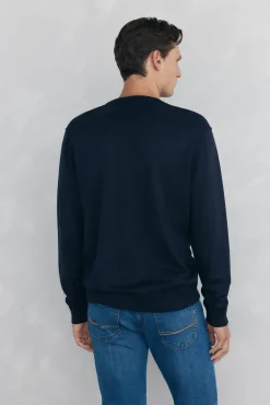 Pedro del Hierro Camisolas-Suéter de malha fina com logo grande Azul