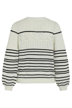 Vila Camisolas-Suéter de malha malha de algodão orgânico Branco