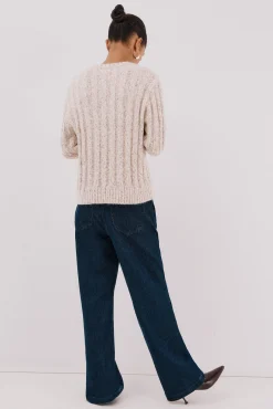 Cortefiel Camisolas-Suéter de malha torcida Ecru