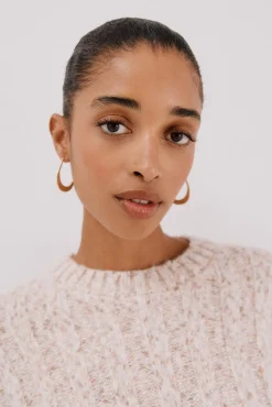 Cortefiel Camisolas-Suéter de malha torcida Ecru