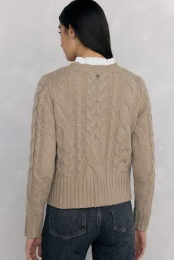 Pedro del Hierro Camisolas-Suéter de malha trançada com oitos brilhantes Verde