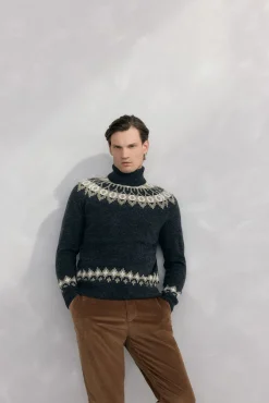 Pedro del Hierro Camisolas-Suéter de natal com gola alta de lã e alpaca Cizento