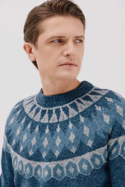 Cortefiel Camisolas-Suéter de Natal com gola caixa de lã Azul