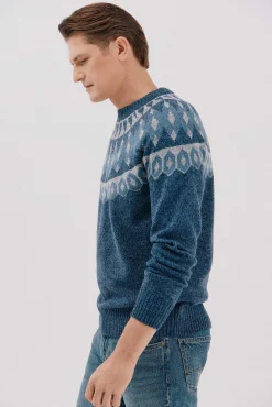 Cortefiel Camisolas-Suéter de Natal com gola caixa de lã Azul