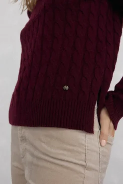 Pedro del Hierro Camisolas-Suéter de oitos de lã merino Bordeaux