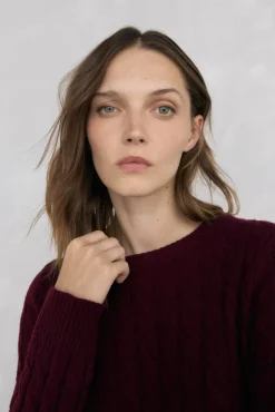 Pedro del Hierro Camisolas-Suéter de oitos de lã merino Bordeaux