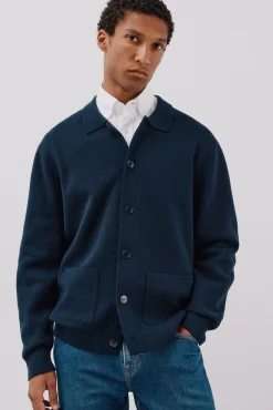 Cortefiel Camisolas-Suéter de sobrecamisa de algodão Azul