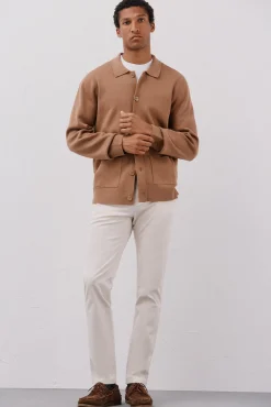 Cortefiel Camisolas-Suéter de sobrecamisa de algodão Tostado