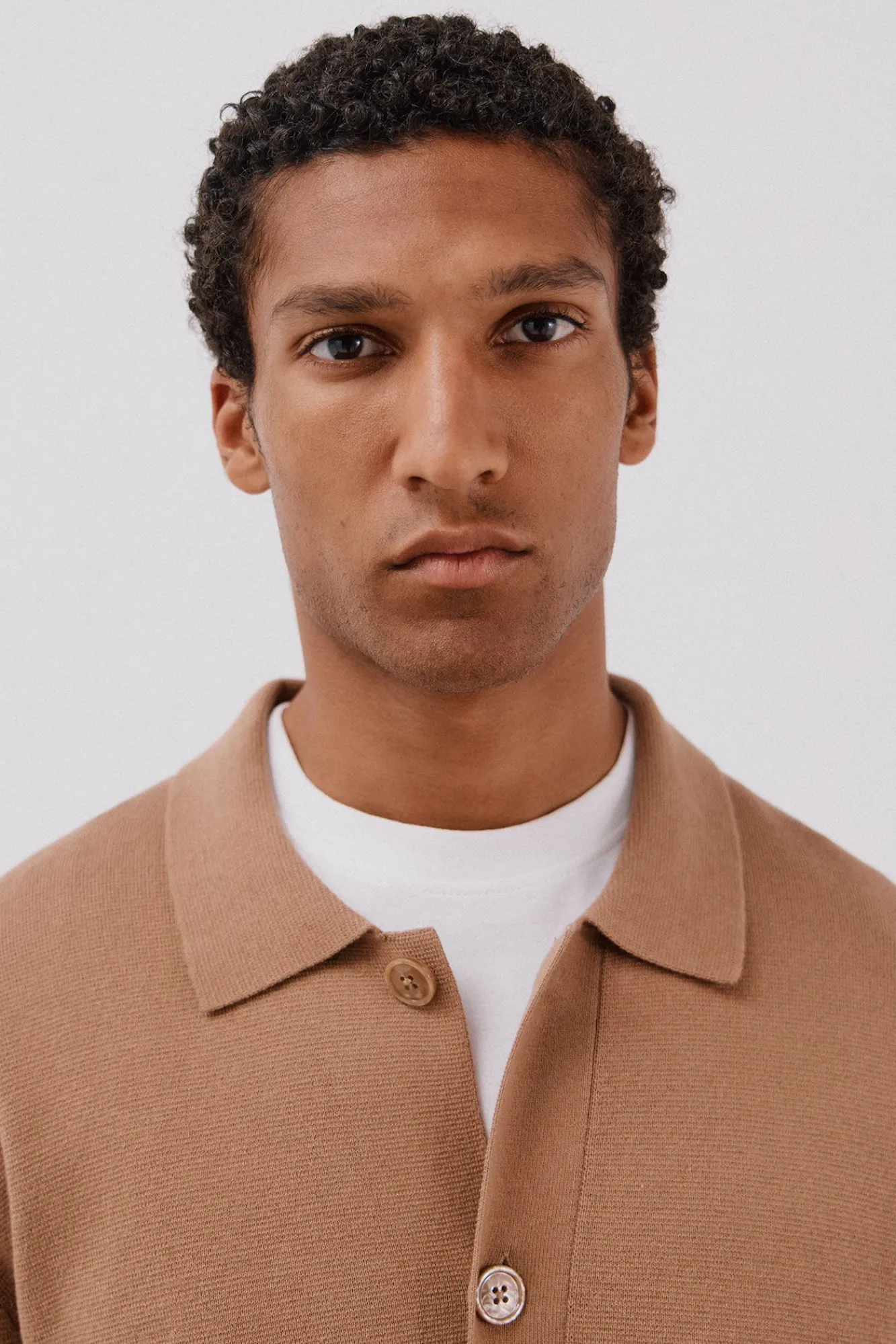 Cortefiel Camisolas-Suéter de sobrecamisa de algodão Tostado