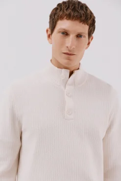 Cortefiel Camisolas-Suéter estruturado de algodão Ecru