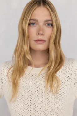 Pedro del Hierro Camisolas-Suéter fantasia vazado com manga largas Ecru