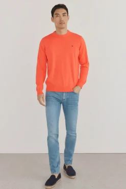 Pedro del Hierro Camisolas-Suéter fino de algodão premium com gola redonda Vermelho