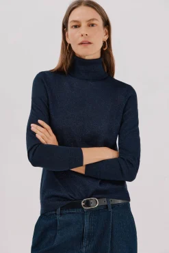 Cortefiel Camisolas-Suéter fino de lurex Azul