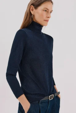 Cortefiel Camisolas-Suéter fino de lurex Azul