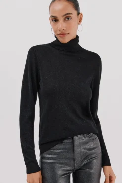 Cortefiel Camisolas-Suéter fino de lurex Preto