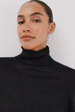 Cortefiel Camisolas-Suéter fino de lurex Preto