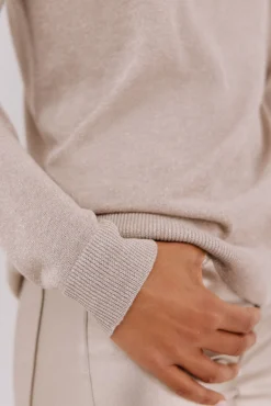 Cortefiel Camisolas-Suéter fino de lurex Tostado