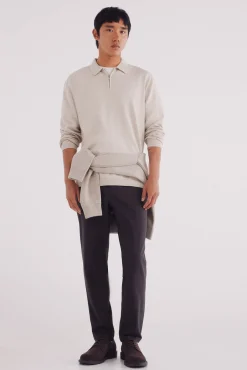 Springfield Camisolas-Suéter gola polo com fecho-éclair cru