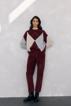 Pedro del Hierro Camisolas-Suéter jacquard diamante Bordeaux