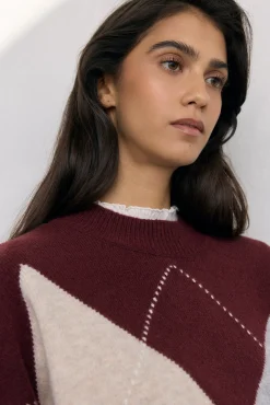 Pedro del Hierro Camisolas-Suéter jacquard diamante Bordeaux