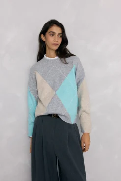 Pedro del Hierro Camisolas-Suéter jacquard diamante Cizento