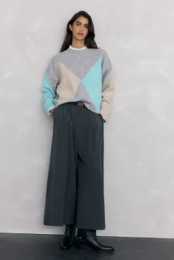 Pedro del Hierro Camisolas-Suéter jacquard diamante Cizento