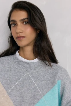 Pedro del Hierro Camisolas-Suéter jacquard diamante Cizento