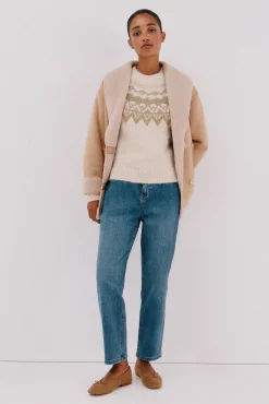 Cortefiel Camisolas-Suéter jacquard Fair Isle Ecru