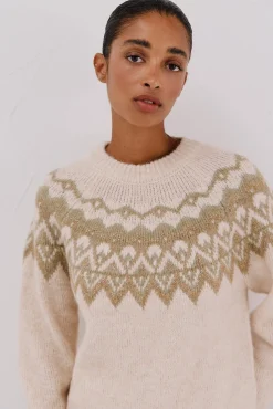 Cortefiel Camisolas-Suéter jacquard Fair Isle Ecru